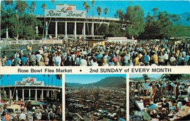 Chrome Postcard CA J222 Rose Bowl Flea Market Pasadena RG Canning Multi View - £2.67 GBP