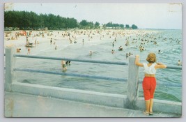 Clearwater Beach Florida Busy Shoreline Pier View Vintage Postcard - £11.31 GBP