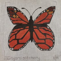 Hand Painted Needlepoint Canvas Kim Courtyard Stitchery Butterfly Monarch - £17.09 GBP