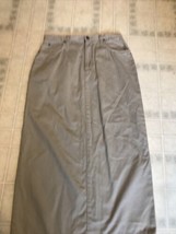 St. John&#39;s Bay Long Modest Twill Skirt Size 14 Pockets Back Slit 100% Co... - $25.89