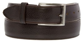 Dark Brown Smooth Leather Cowboy Western Belt Rodeo Dress Silver Buckle Casual - £23.96 GBP