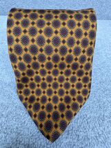 Brooks Brothers 346 Silk Tie Gold Medallion Neat Geometric Classic 3.5” - $23.75