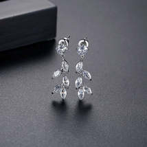 Crystal &amp; Cubic Zirconia Leaves Drop Earrings - £12.57 GBP