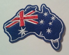 Australia~Aussie~Map Flag~Embroidered Applique Patch~3 3/8&quot; x 2 3/4&quot;~Iro... - £3.32 GBP