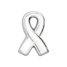 Origami Owl Charm Awareness (New) Lung Cancer - White &amp; Silver Ribbon - £7.08 GBP