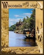 Wisconsin State of Mind Laser Engraved Wood Picture Frame Portrait (3 x 5)  - £20.77 GBP