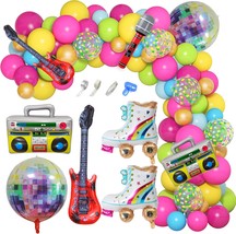 Amandir 90S 80S Theme Party Decorations, 90Pcs Balloon Arch Kit 6Pcs Inflatable - $29.92