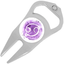 Watercolor Cancer Golf Ball Marker Divot Repair Tool Bottle Opener - £9.20 GBP