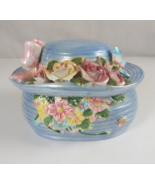 Ceramic Floral With A Butterfly Bonnet Hat 7&quot; W x 4.25&quot; H Keepsake Trink... - $17.58 CAD