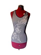 Athleta Tank Top Black White Gray Women Racerback Size Small Athletic Floral - £22.94 GBP