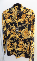 NEW Baroque Gold Lion Famous Italian Designer Mens Long Sleeve Dress Shirt Large - £59.68 GBP