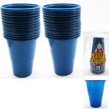 Blue Large Plastic Cups 16 Oz Reusable Big Party Disposable Hard Holiday 16 Pcs - £10.38 GBP