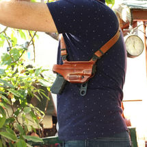 Fits CZ P-10 S Sub Com 3.5”BBL Horizontal Leather Shoulder Holster #1494# RH image 2