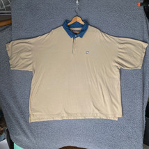 Big Dogs Polo Shirt Adult 5X Tan Blue Denim Contrast Collar Trim Preppy Logo - £11.63 GBP