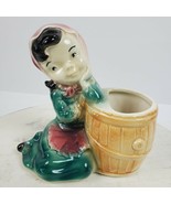 Vintage 1930s Royal Copley Ceramic Planter Girl w/ Barrel 6x6x3.5 Inch - €12,15 EUR