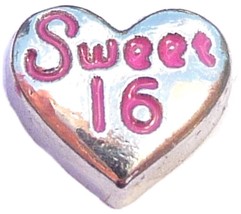 Sweet 16 Heart Floating Locket Charms - £1.92 GBP