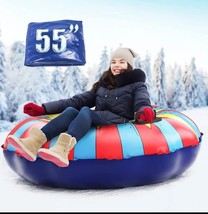 55&quot; Snow Tube Extra Large Heavy-duty Sled w/1 mm Thickened Bottom Kids Adult - £17.20 GBP