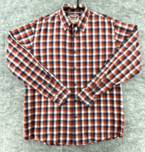 Wrangler Jeans Co Mens Shirt Size Large Red Blue Checkered Cotton Long Sleeve - £11.90 GBP