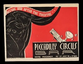Vtg Hotel Piccadilly Circus Bar NYC Photo &amp; Advertising Ephemera 1945 - £23.91 GBP