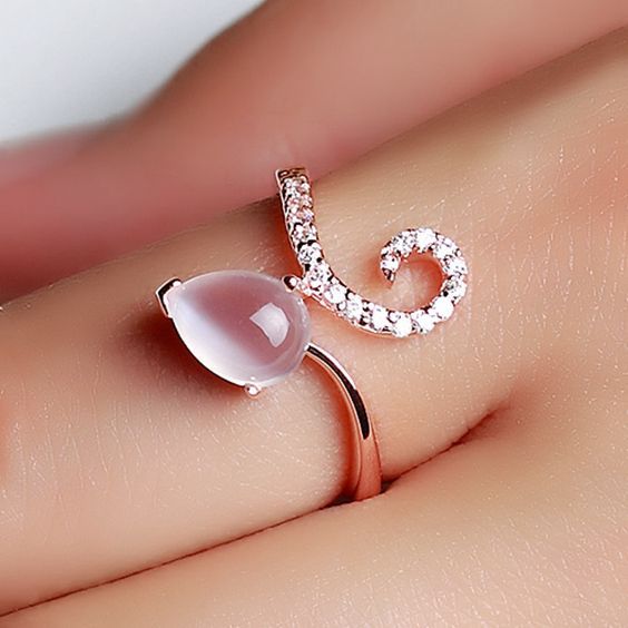 Primary image for Genuine 925 Sterling silver size 5,6,7,8 women rose gold pink stone micro pave w