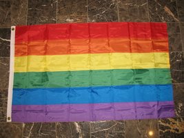 5X8 Embroidered Sewn Nylon Gay Lesbian Rainbow Stripes Pride Flag 5&#39;X8&#39; - £63.86 GBP
