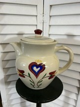 Vintage SHAWNEE Large Coffee Server Pot  Pennsylvania Dutch Teapot Heart Pattern - £51.42 GBP