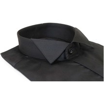 Men's Tux Shirt FAMOZO Turkey 100% Cotton French Cuffs Wing Tip FA3 Black image 2