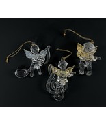 3 Christmas Ornaments Cherubs Playing Strings Acrylic 1 White Wings 2 Go... - £11.84 GBP