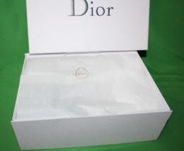 Dior Pebble Texture White Empty Gift Box With Black Lettering, Ribbon An... - £27.68 GBP