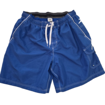 SPEEDO Shorts - Mens XL Blue Flat Front Elastic Waist Drawstring Athleti... - £11.85 GBP