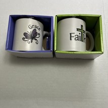Christian Art Gifts Stoneware Mugs 13oz Grace Purple Butterfly &amp; Faith Set Of 2 - £14.54 GBP