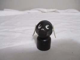 Vintage 1963 Fisher Price Little People Wooden Black Dog White Floppy Ears - £19.38 GBP