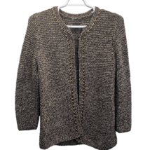 Dana Buchman Cardigan Sweater Brown Size L Long Sleeve Chain Link Knit Open  - £27.81 GBP