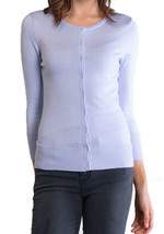 Classic Lilac Button Up Cardigan Sweater 3/4 Length Sleeve Size S -Hey Viv - £19.30 GBP