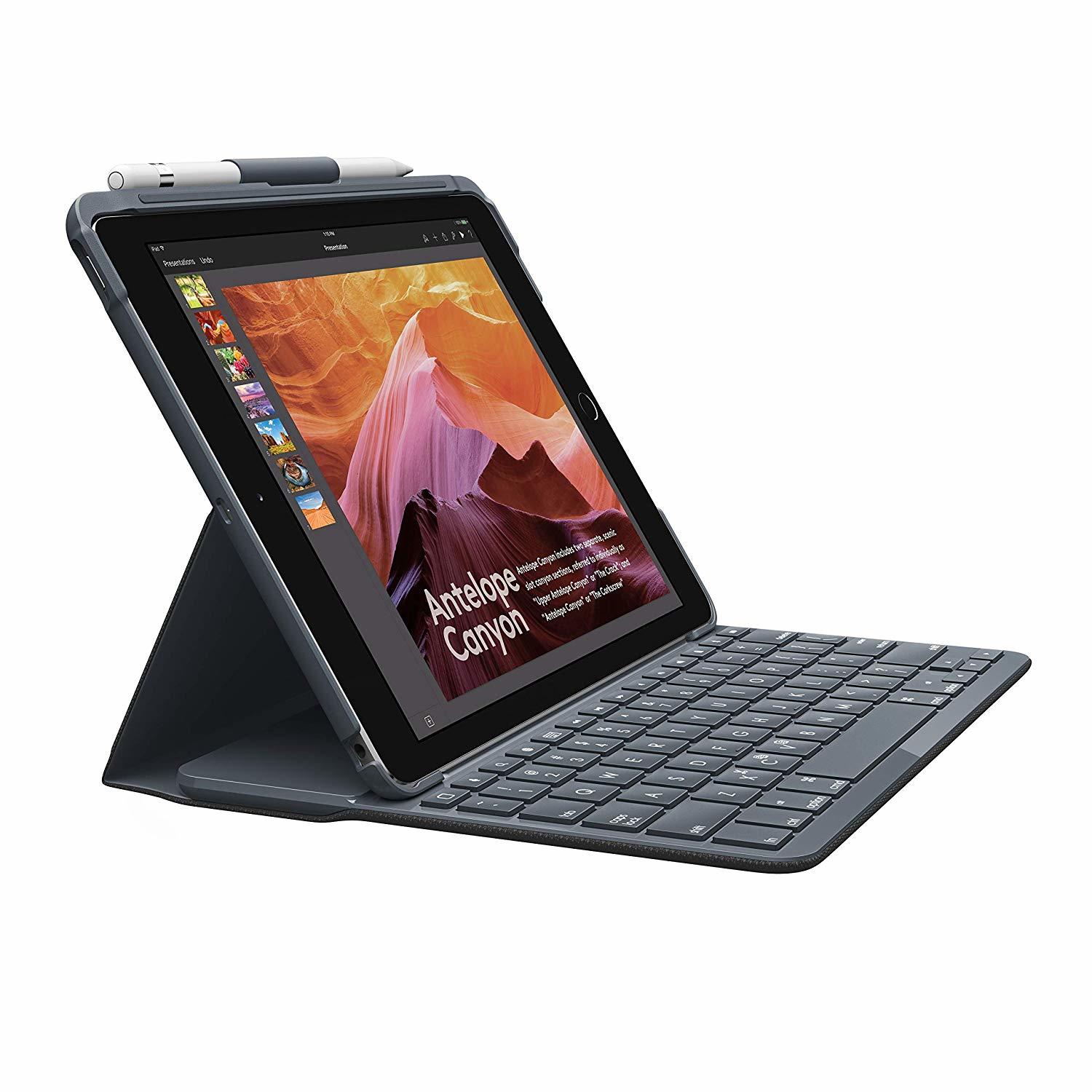 Logitech Slim Folio with Integrated Bluetooth Keyboard for iPad (5th and 6th Gen - $64.99