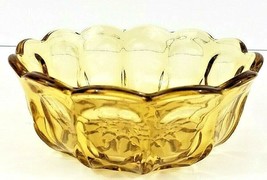 Amber Petal Pattern and Scalloped Rim Bowl W/Starburst 6&quot; x 2 1/2&quot; - $11.29