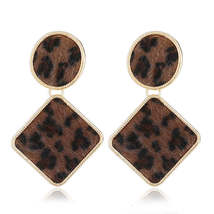 Coffee Gabardine &amp; 18K Gold-Plated Leopard Print Drop Earrings - £10.96 GBP