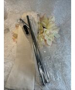 Set of 2 Straws Reusable Metal Stainless Steel Tip Brush Bag NIB Free Sh... - $7.87
