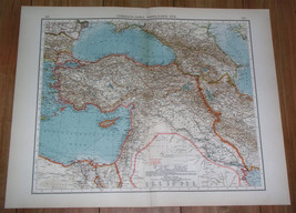 1914 Antique Map Of Anatolia Turkey Ottoman Empire Armenia Palestine Israel Iraq - £20.53 GBP