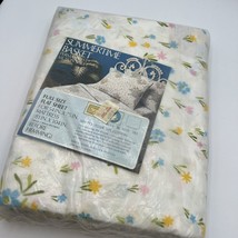 Vtg Sears Perma Prest Muslin 50/50 Full Flat Sheet Summertime Flowers Ba... - £12.13 GBP