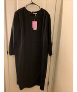 Sergio Hudson Women&#39;s Black Midi Dress Strong Shoulder Choose Your Size - $95.86 CAD+