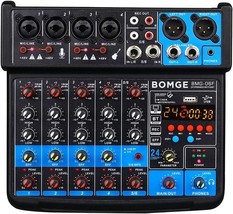 Bomge 6 Channel Mini Dj Audio Sound Mixer Console (Black), 48V Phantom P... - $77.96