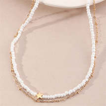 White Howlite &amp; 18K Gold-Plated Star Layered Beaded Necklace - £11.18 GBP
