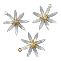 5 White Opal Marquise CZ Rhinestone Flower Pendants 17x15mm Gold Jewelry Making - £9.64 GBP