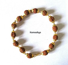 Rudraksha Bracelet With Gold Plated Cap For Stress Free Life Energized - £6.27 GBP