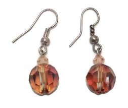 Crystal Glass Earrings (Amber) - £7.90 GBP