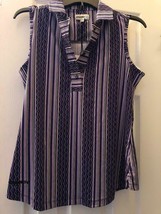 NWT - Ladies Chase 54 Purple Black &amp; White ZigZag Sleeveless Golf Shirt ... - $27.99