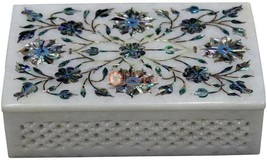 Filigree Design Marble Handicraft Jewelry Box Pauashell Precious Inlay Art E2011 - £221.52 GBP