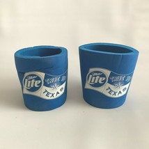 Miller Lite Blue (True to Texas) Flag logo Foam Koozie  Coozie 2001 Pair Lot Two - $11.57