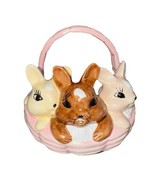 Kitsch Handmade Bunny Farmhouse Basket Pink Rabbit Atlantic Mold 7&quot; Coun... - $37.90 CAD